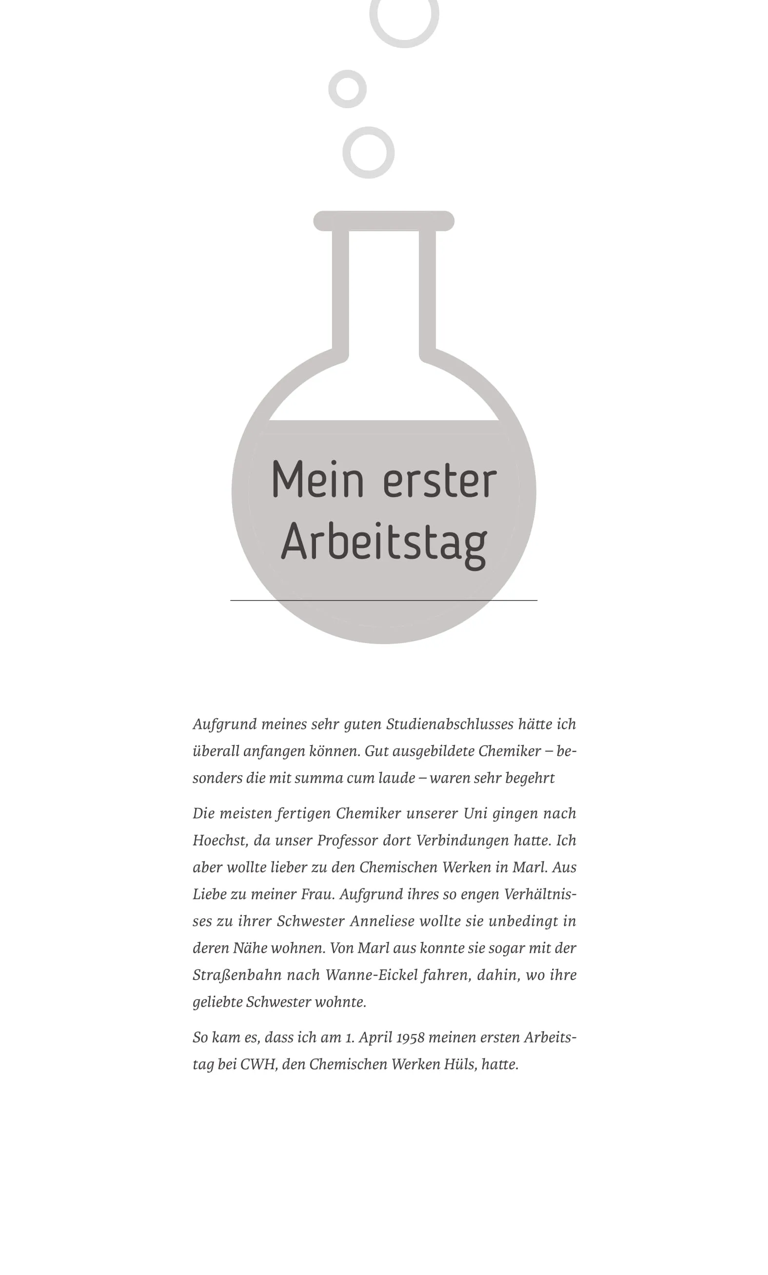 Kapitelseite „Mein erster Arbeitstag“ aus einem LebensAlbum.